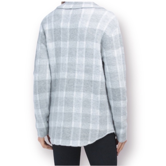 WILLIAM RAST Plaid Shacket Cozy Sweater Jacket Large - Picture 2 of 7